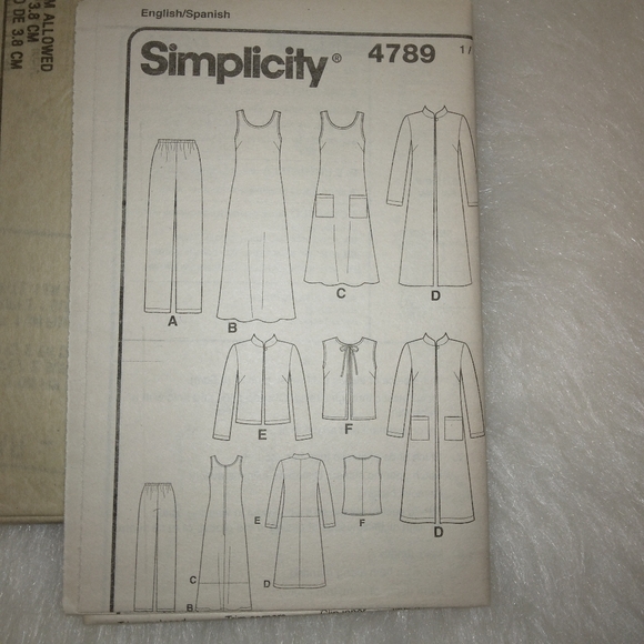 SIMPLICITY 4789 Sz 10-18 Misses separates jumper dress pants duster jacket vest - Picture 4 of 5